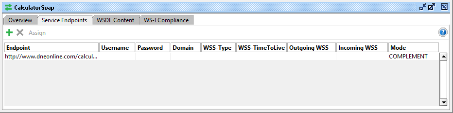 Service Endpoint tab