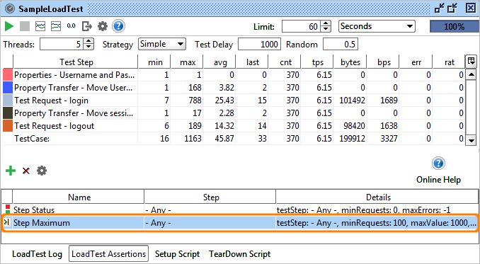 TestStep Max inserted