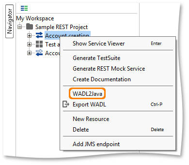 WADL2Java menu item