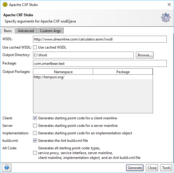 WSDL Service: Generate cfx code