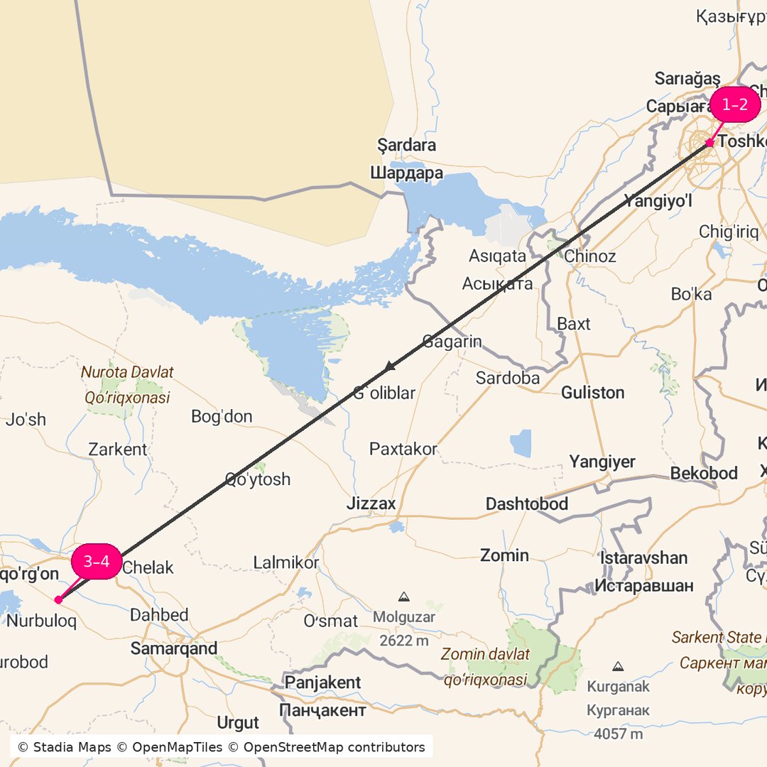 Itinerary route map for Silk Route City Highlights
