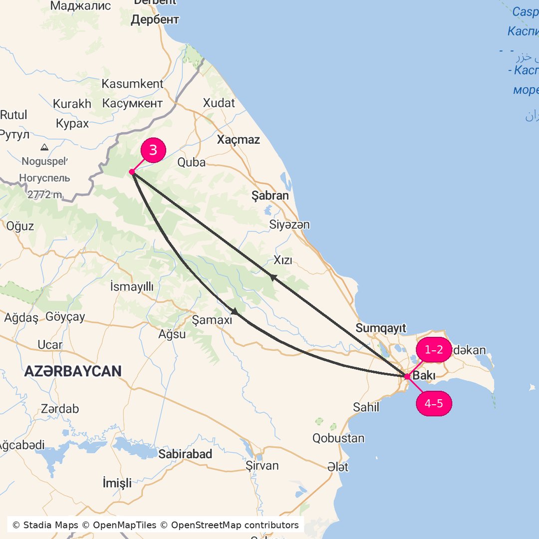 Itinerary route map for Baku Snowy Heights