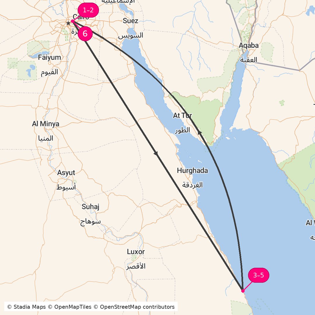 Itinerary route map for Amunet Desert Passage