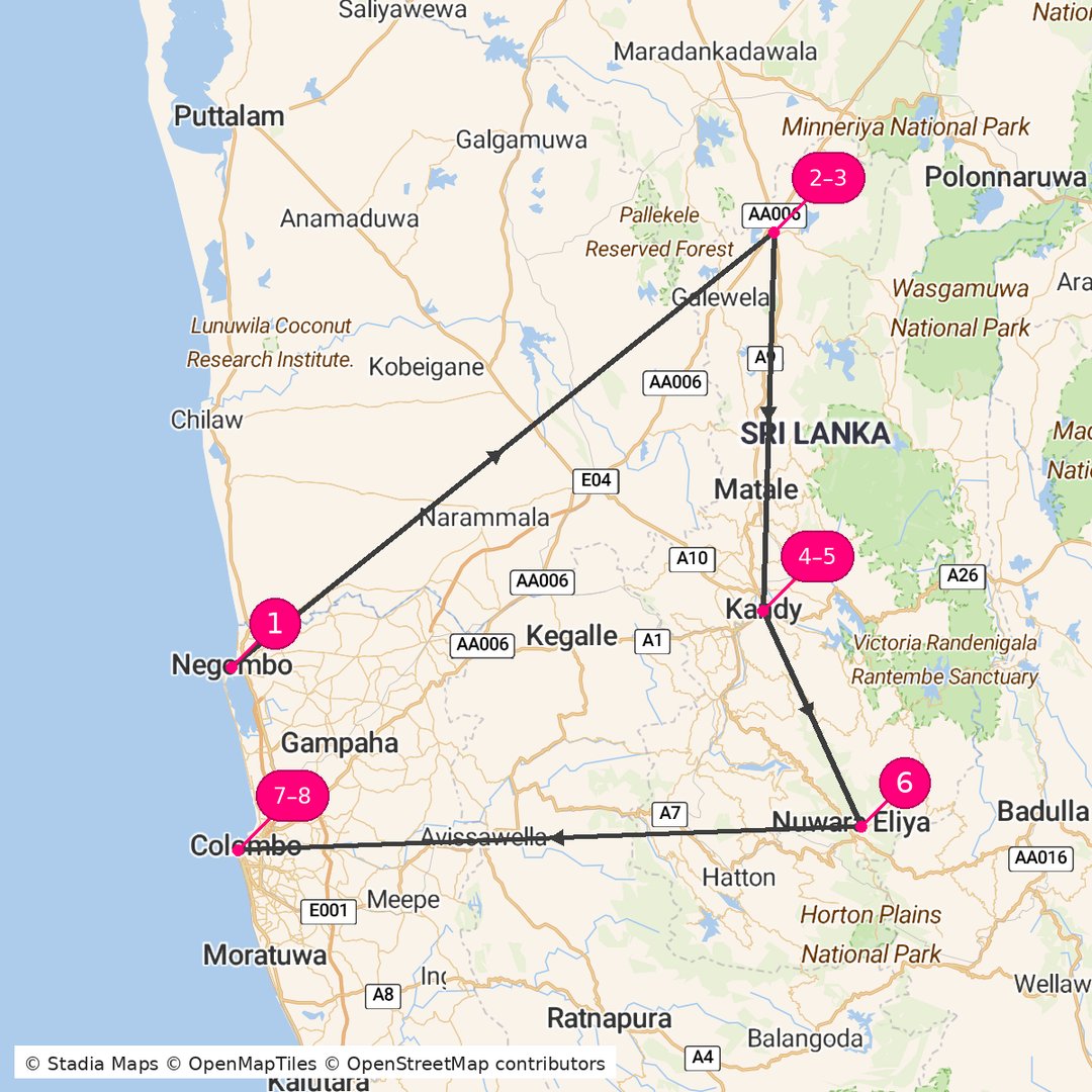 Itinerary route map for Island Heritage Trail