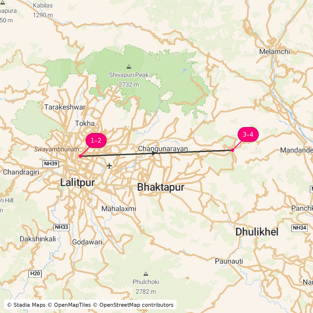 Itinerary route map for Himalayan Heritage Journey