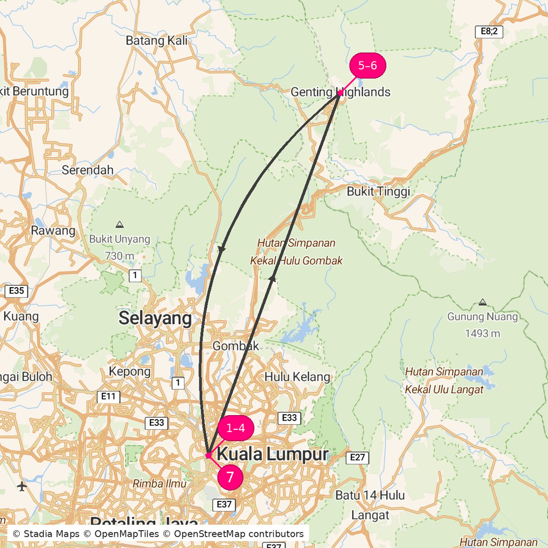 Itinerary route map for Malaysia Summit Journey