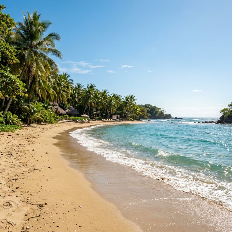 Dry season sunshine over a Pacific beach resort in Costa Rica during winter months