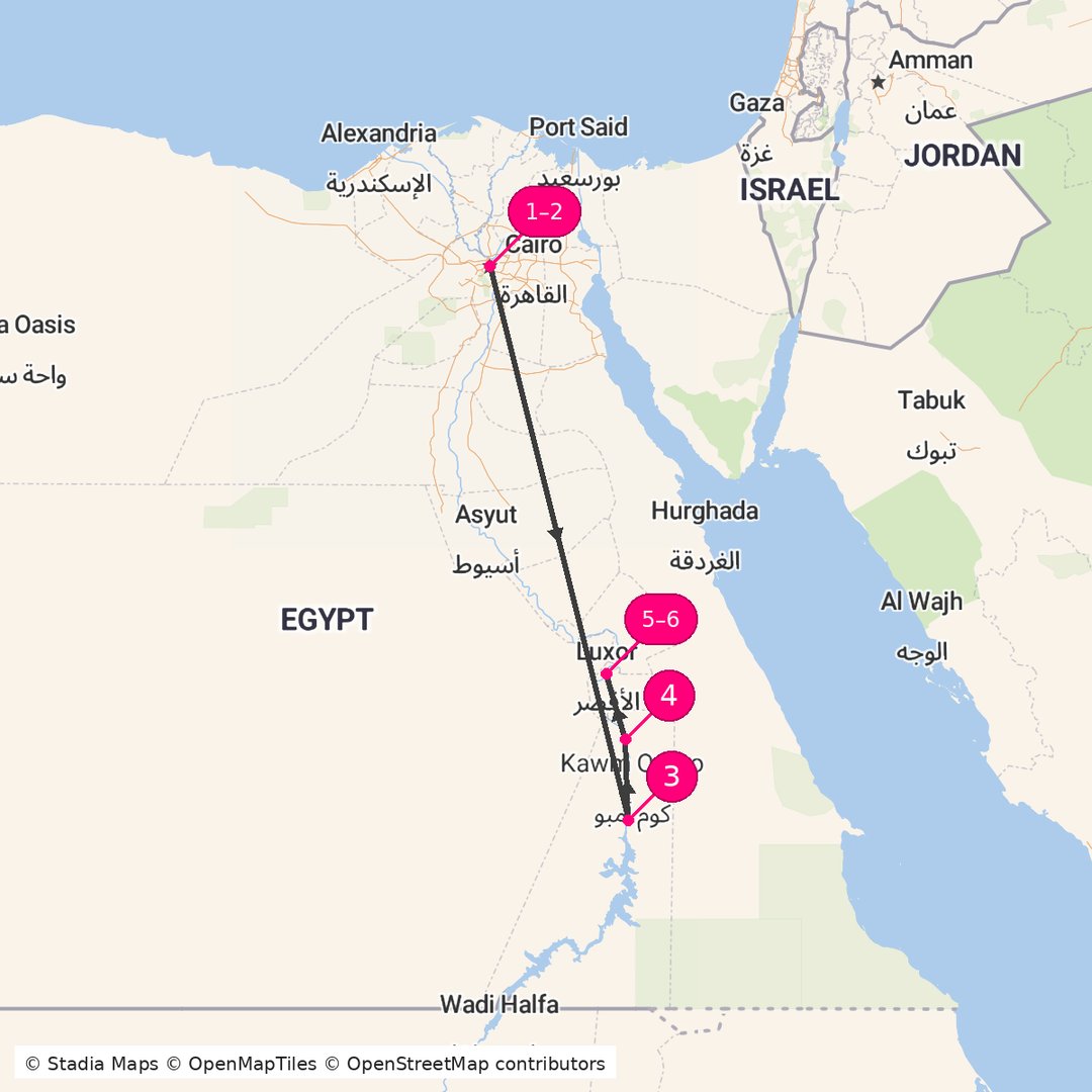 Itinerary route map for Monuments of Time