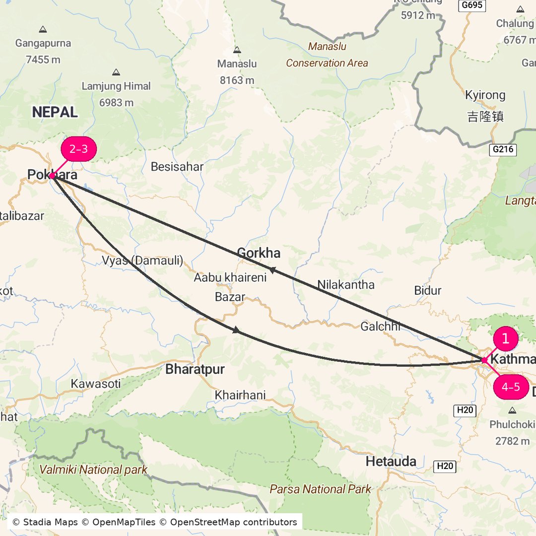 Itinerary route map for Sacred Lakeside Reverie