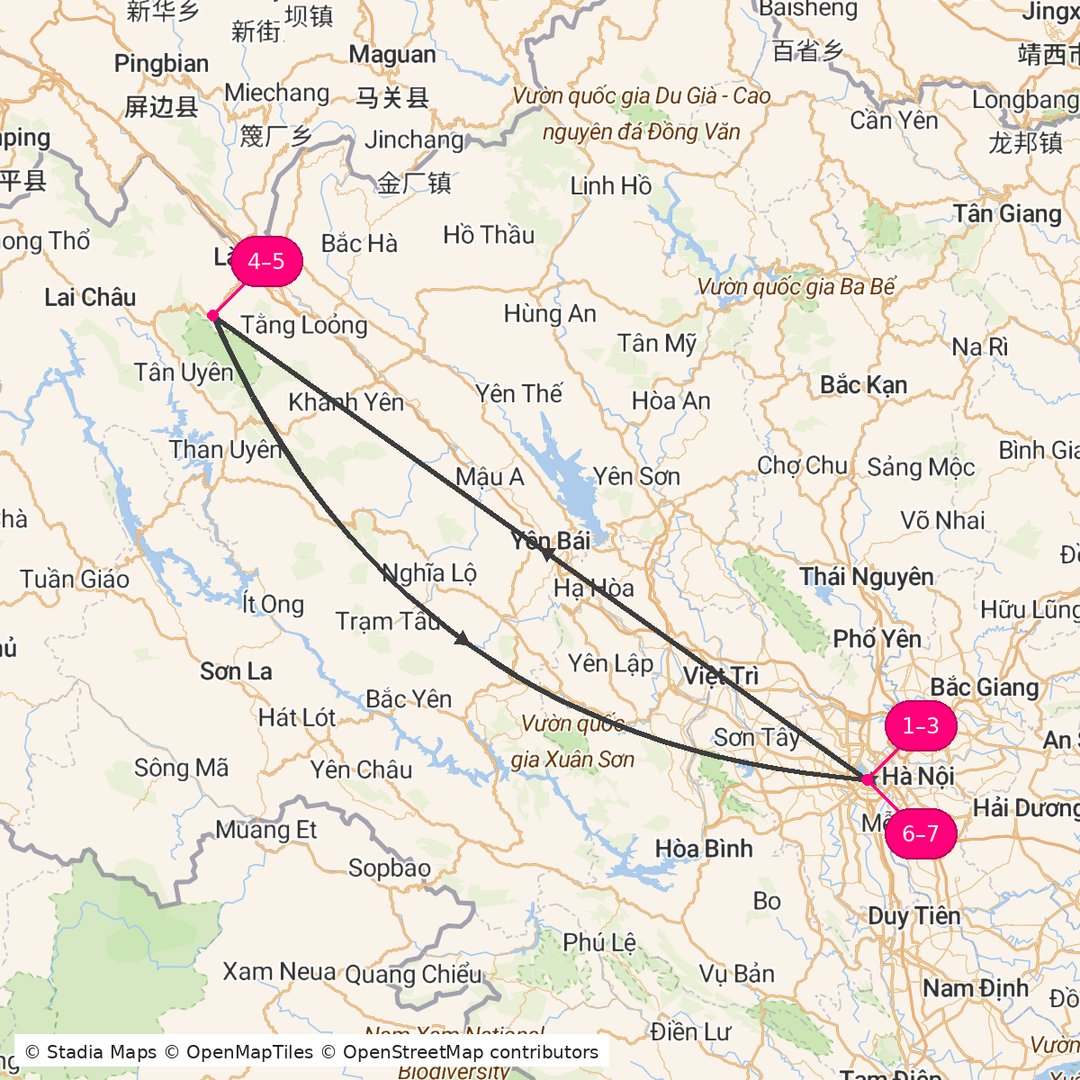 Itinerary route map for Skyline Trails