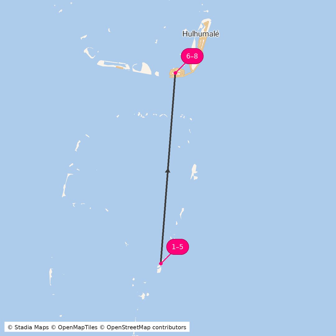 Itinerary route map for Maafushi Week & Male Highlights