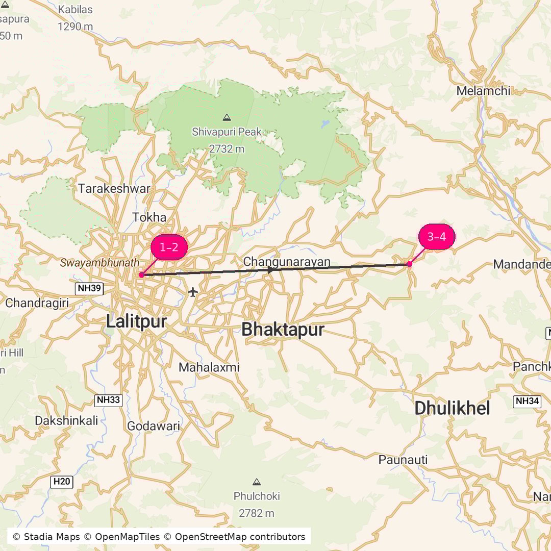 Itinerary route map for Himalayan Heritage Journey