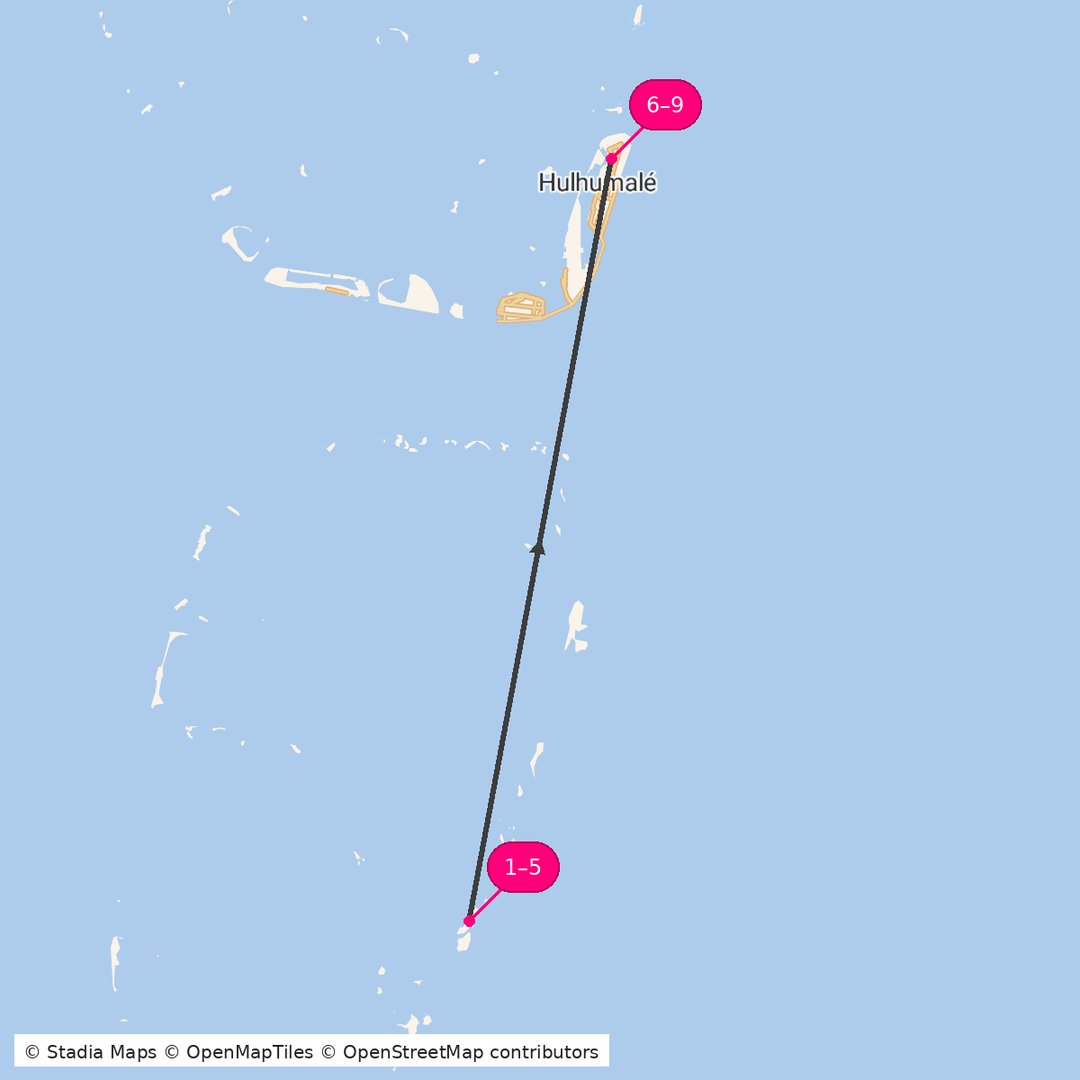 Itinerary route map for Maafushi Pause & Kanifushi Explorer