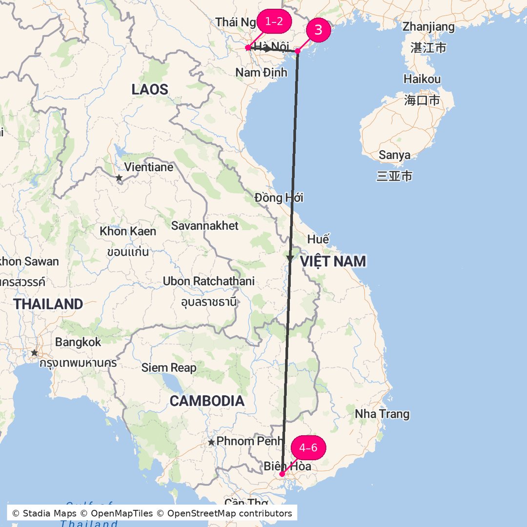 Itinerary route map for Emerald Heritage