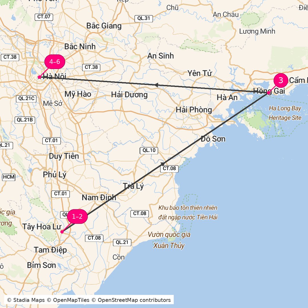 Itinerary route map for Ha Long Bay Discovery