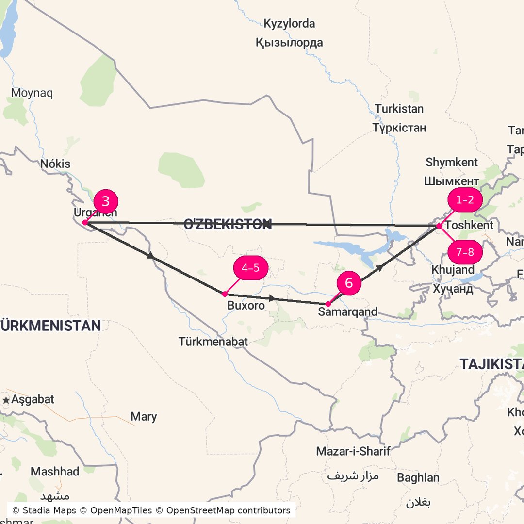 Itinerary route map for Caravan of Civilizations