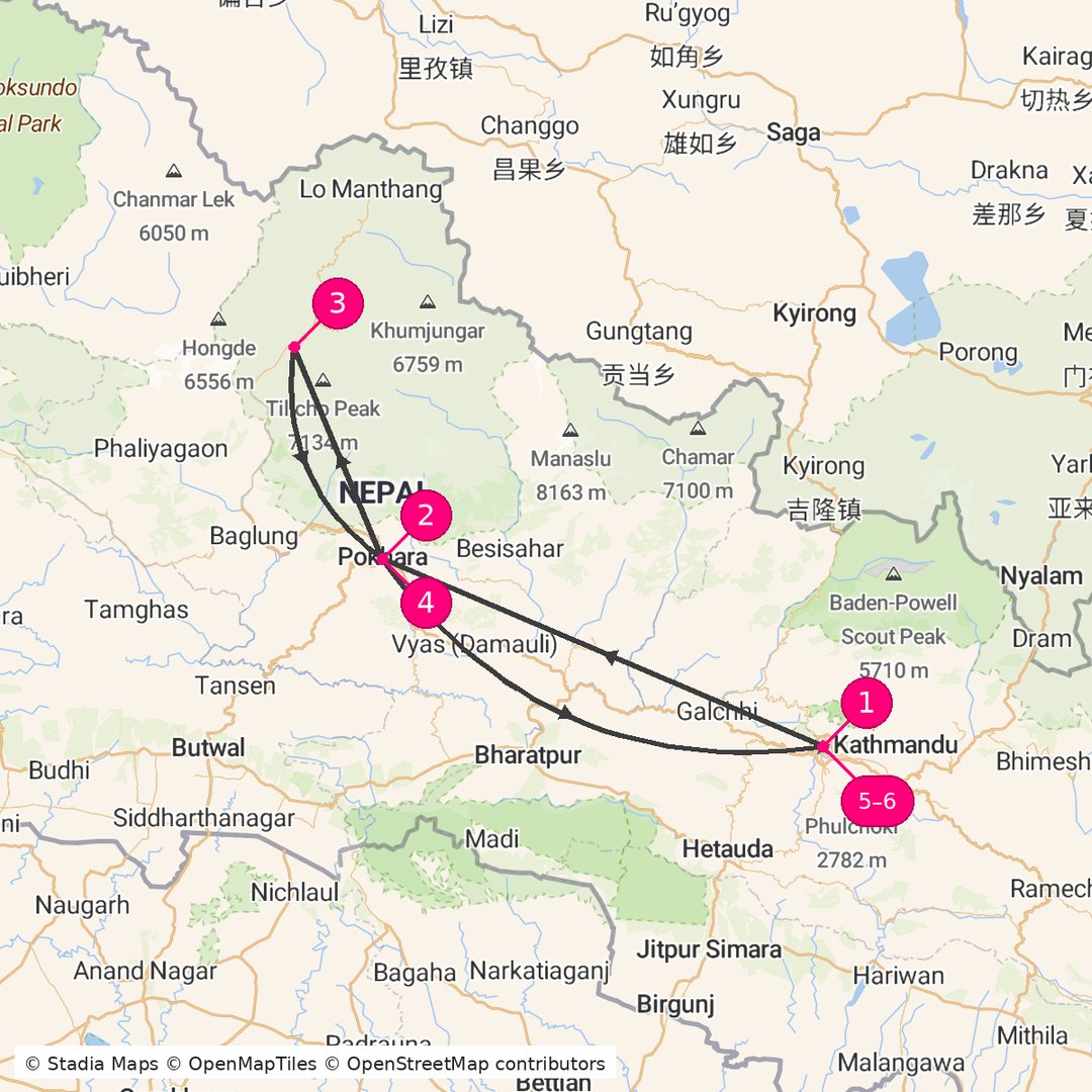 Itinerary route map for Sacred Horizons