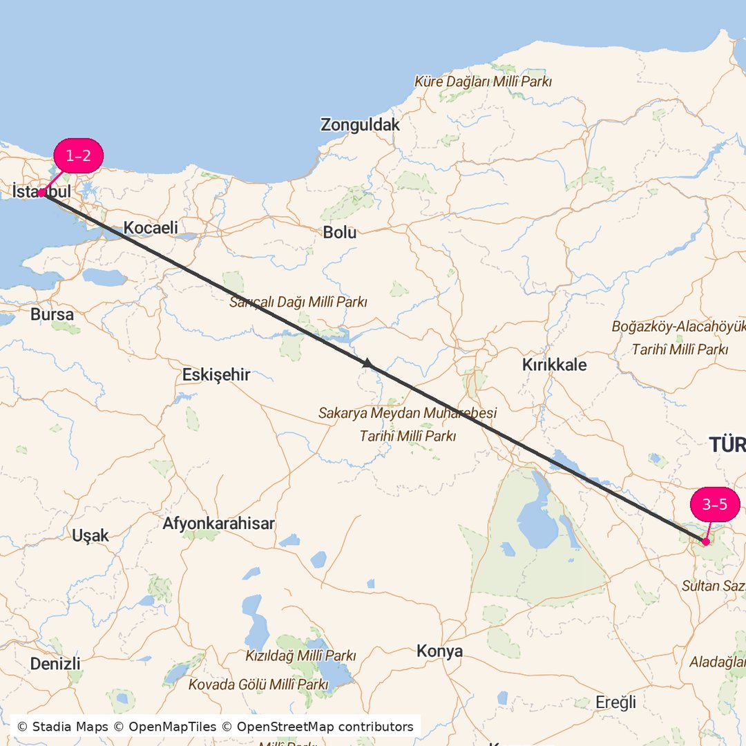 Itinerary route map for Legends and Landscapes