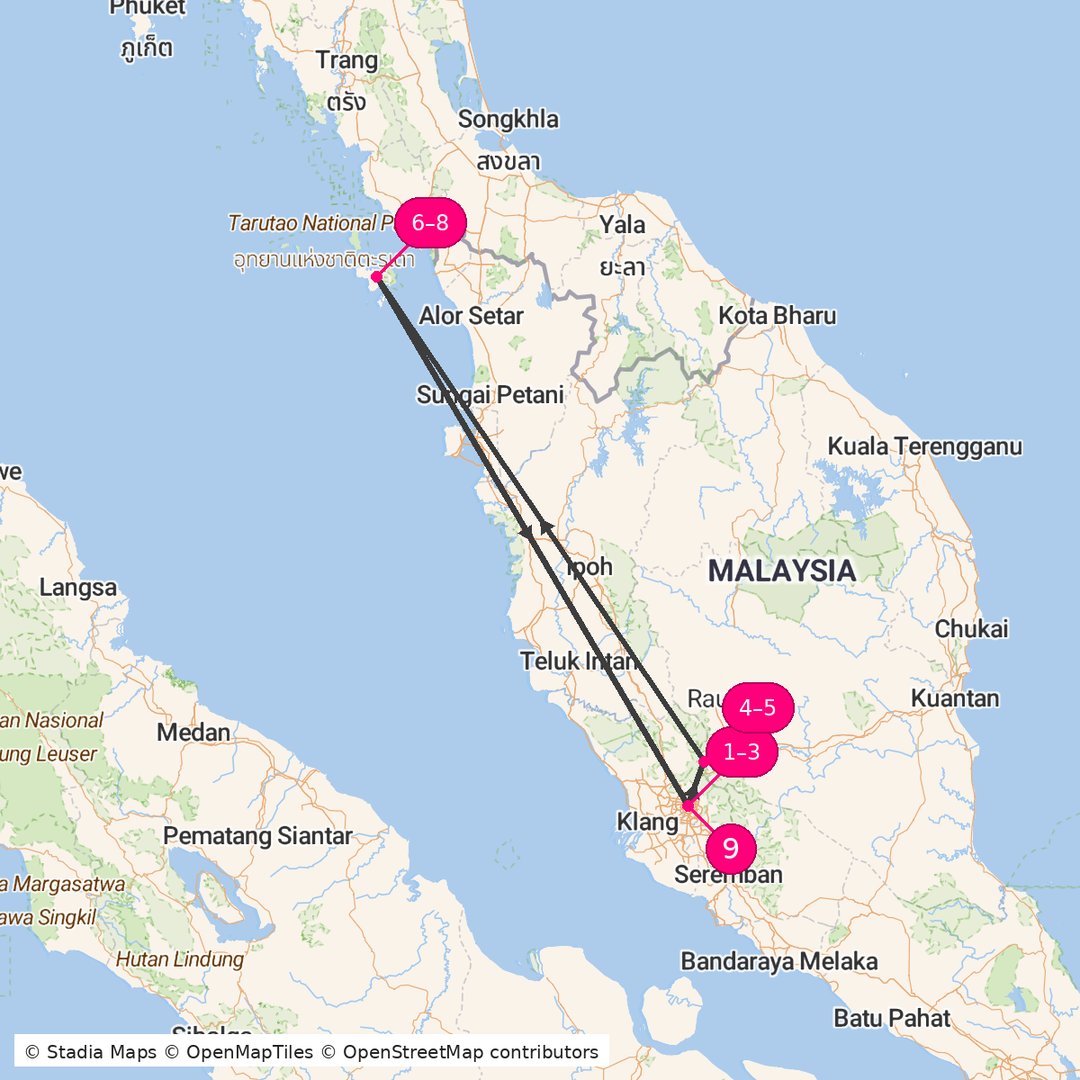 Itinerary route map for Luxury Peaks And Shores