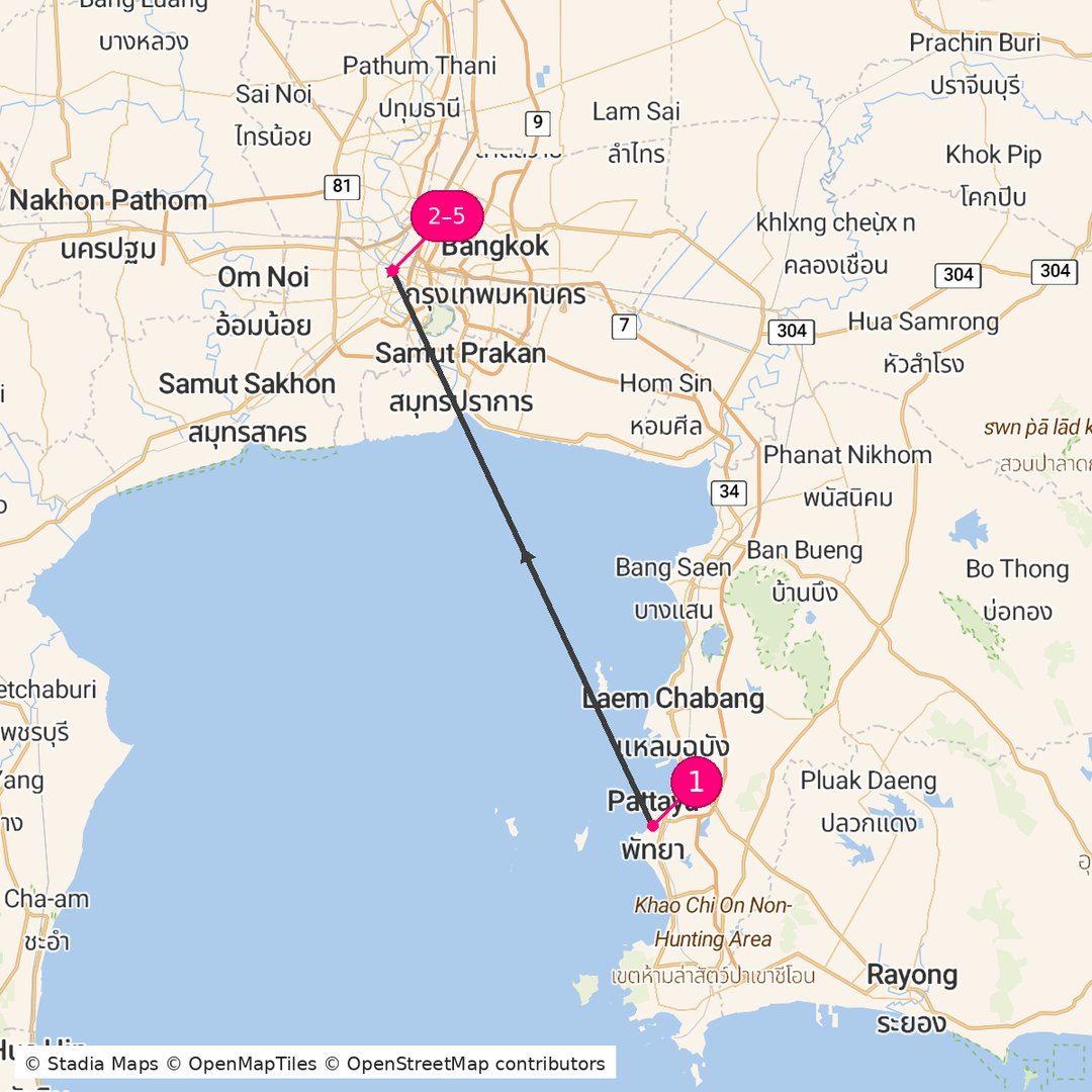 Itinerary route map for Golden Tides Signature