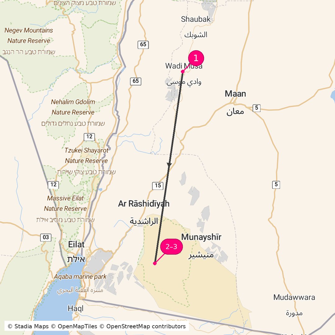 Itinerary route map for Jordan Prestige Escape