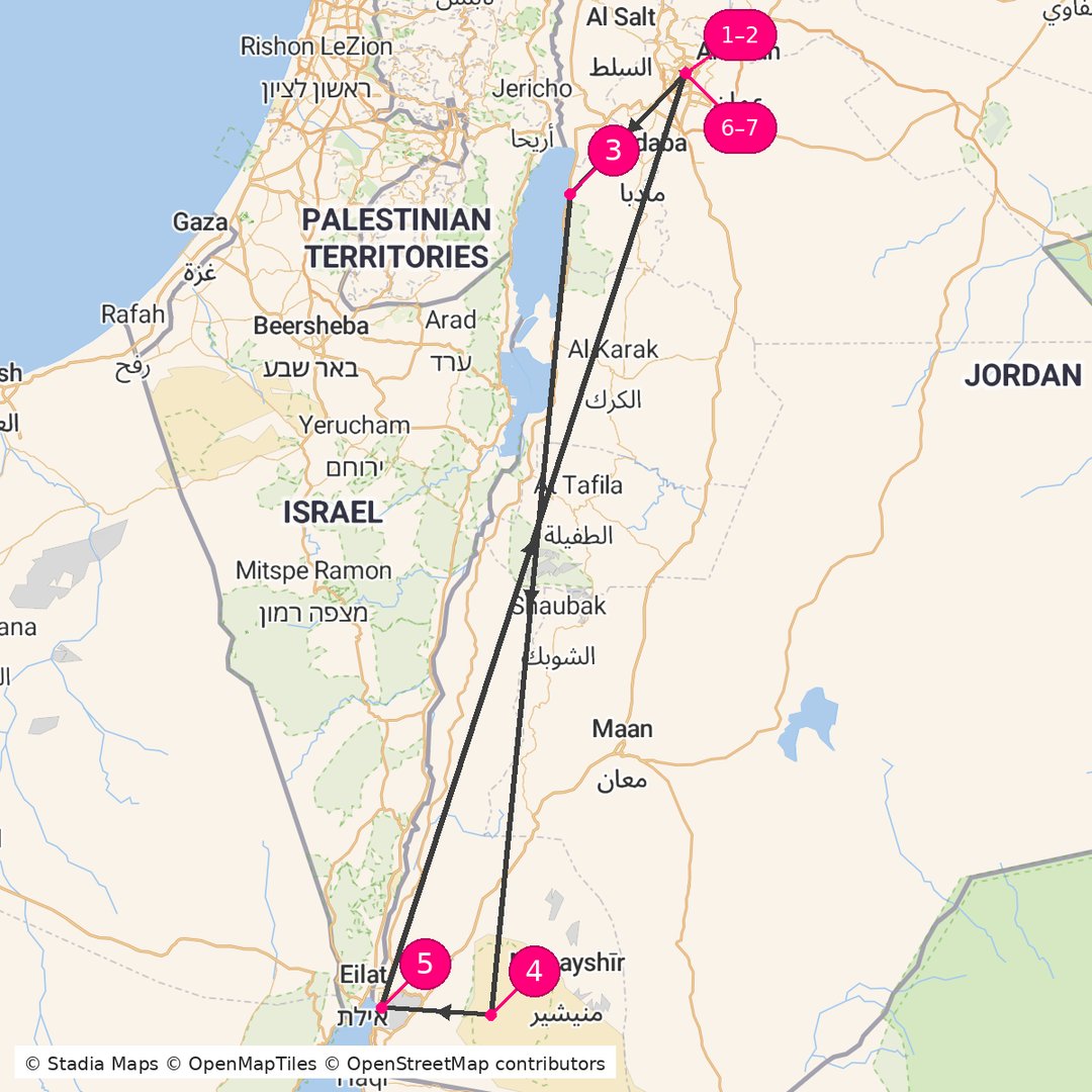 Itinerary route map for Treasures of the East