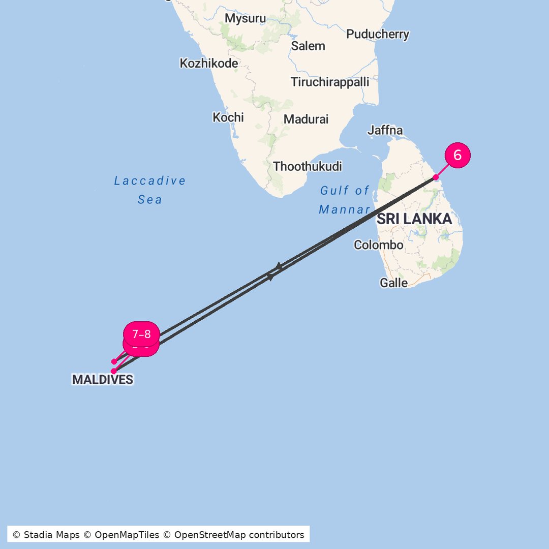 Itinerary route map for Maafushi Stay & Capital Quick Tour