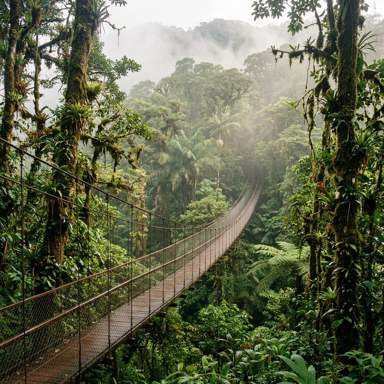 Suspension bridges through the Monteverde cloud forest canopy in Costa Rica