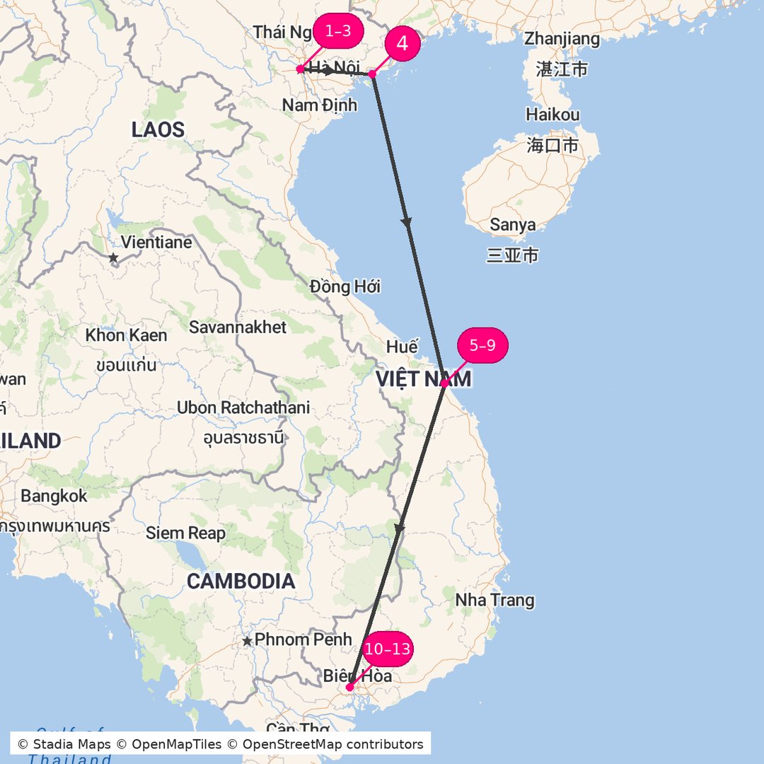 Itinerary route map for Silk Route Serenity