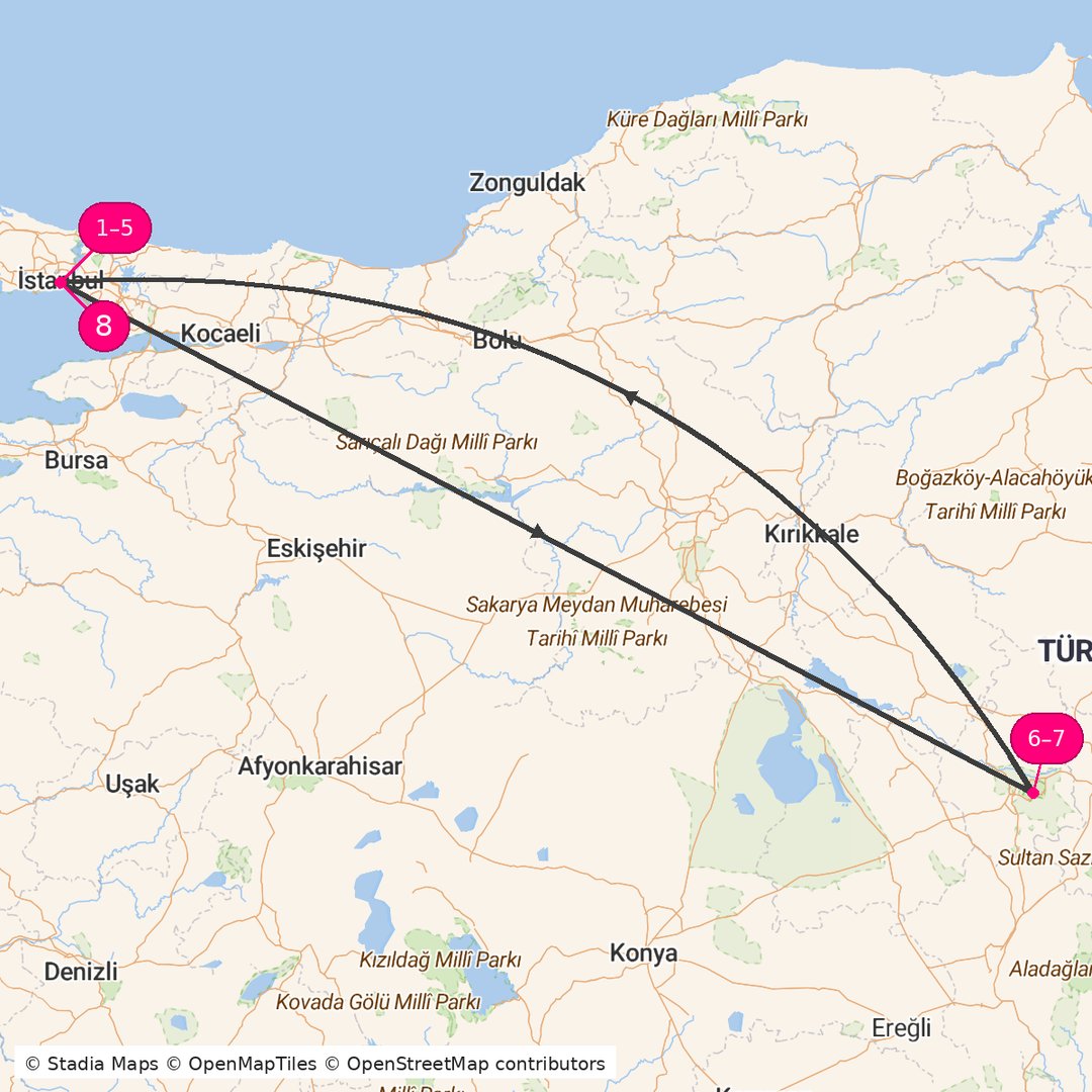 Itinerary route map for Soft Water Reflection