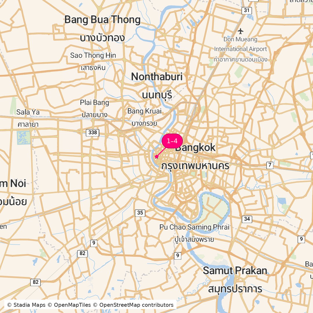 Itinerary route map for Bangkok River Lights