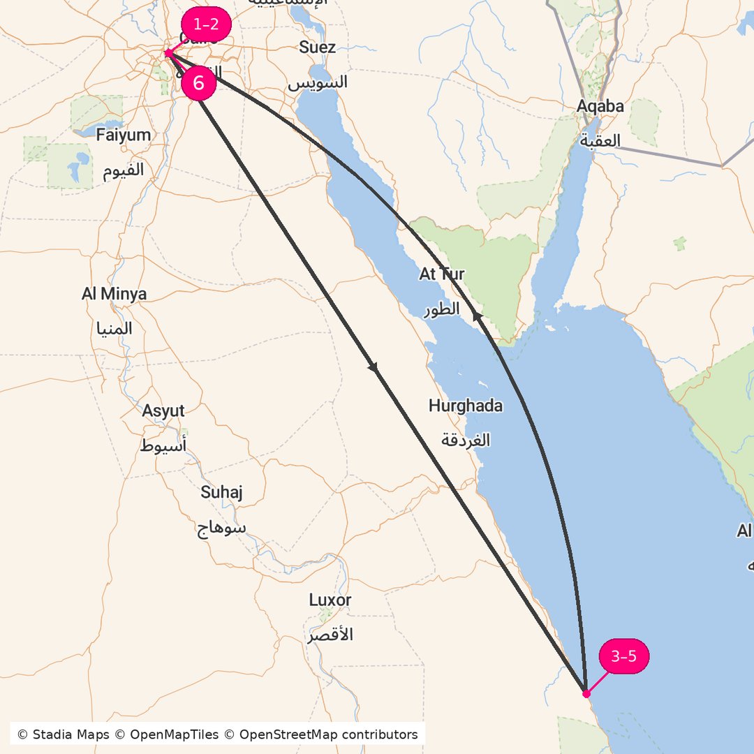 Itinerary route map for Amunet Desert Passage