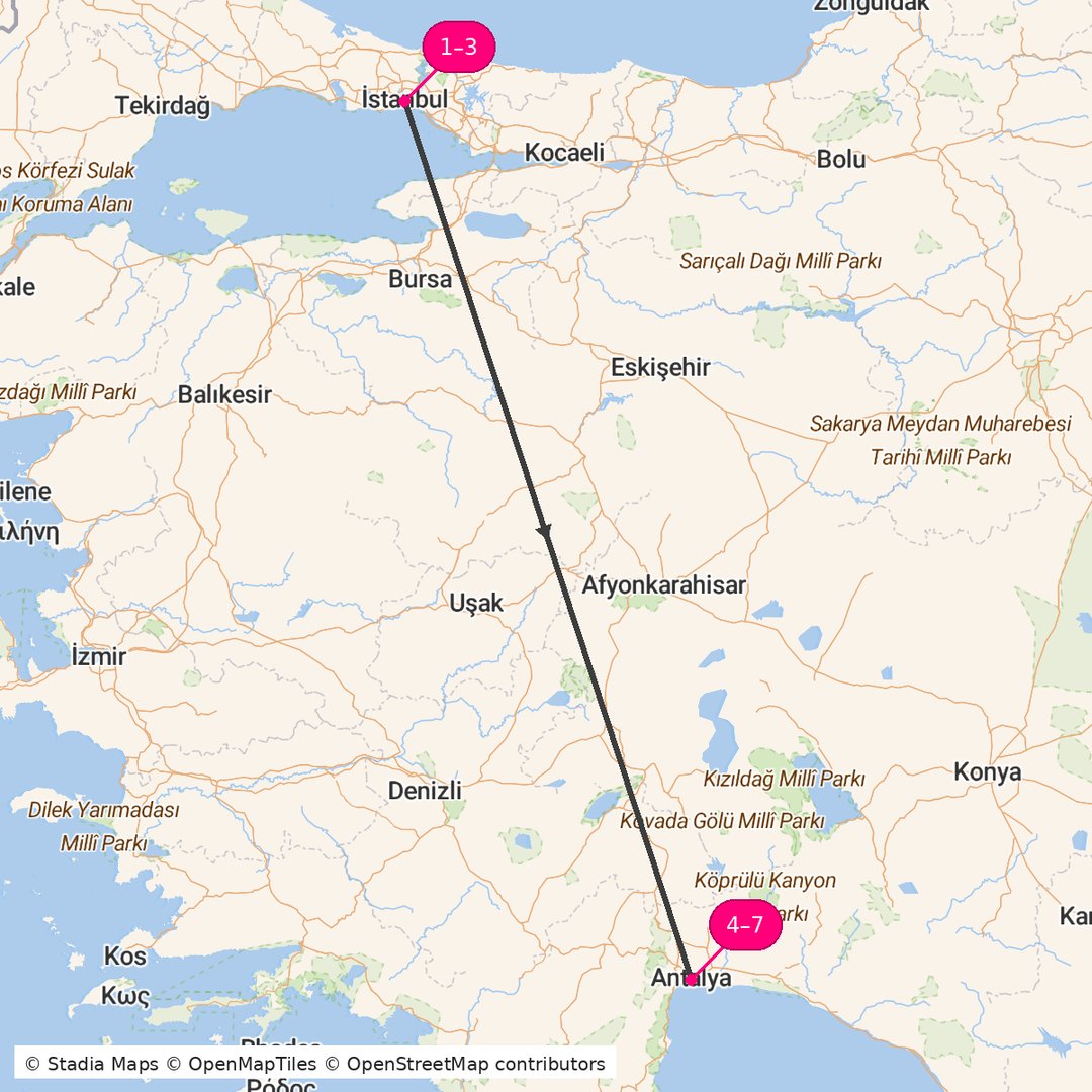 Itinerary route map for Voyage Mosaic Experience