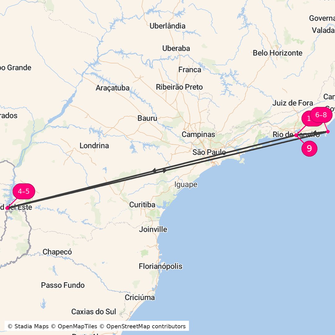 Itinerary route map for Brazil Iconic Discovery Journey