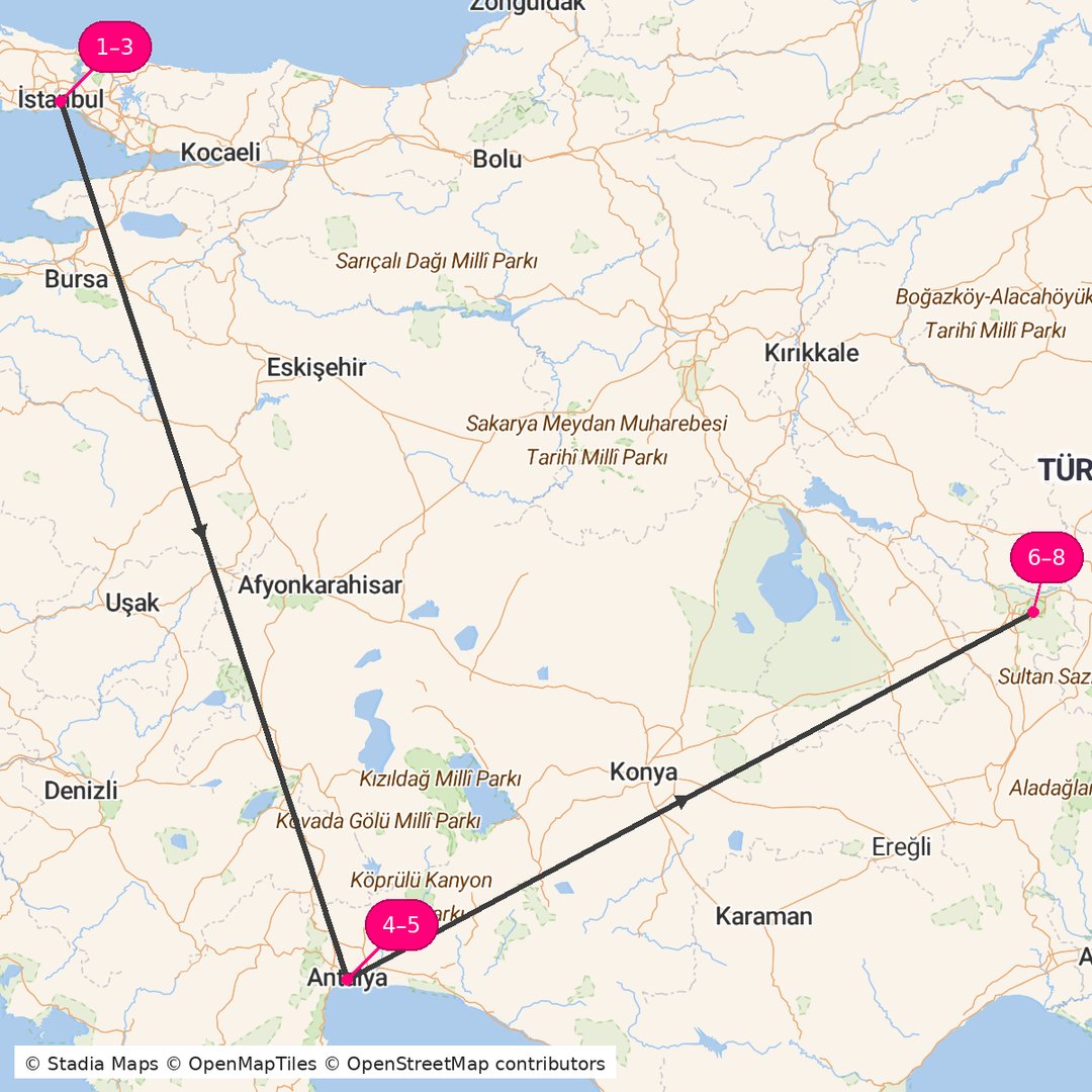 Itinerary route map for Echoes of Stone