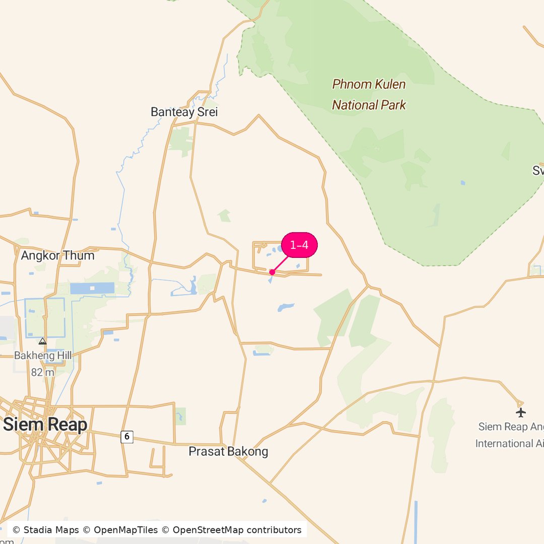 Itinerary route map for Angkor Heritage Escape