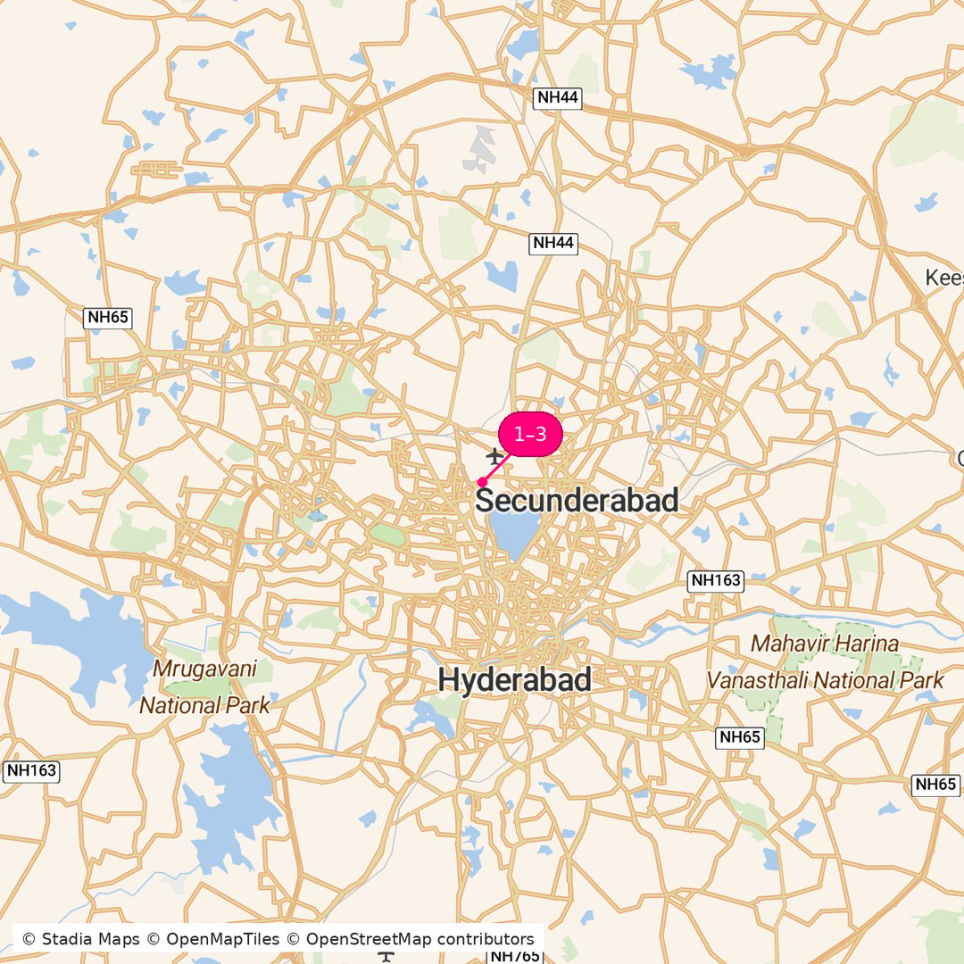 Itinerary route map for Hyderabad Heritage Escape