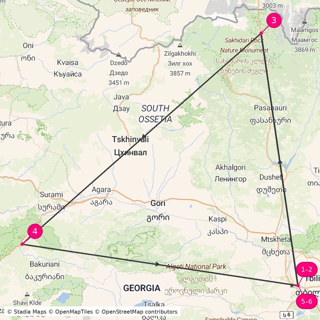 Itinerary route map for The Georgian Legacy Experience