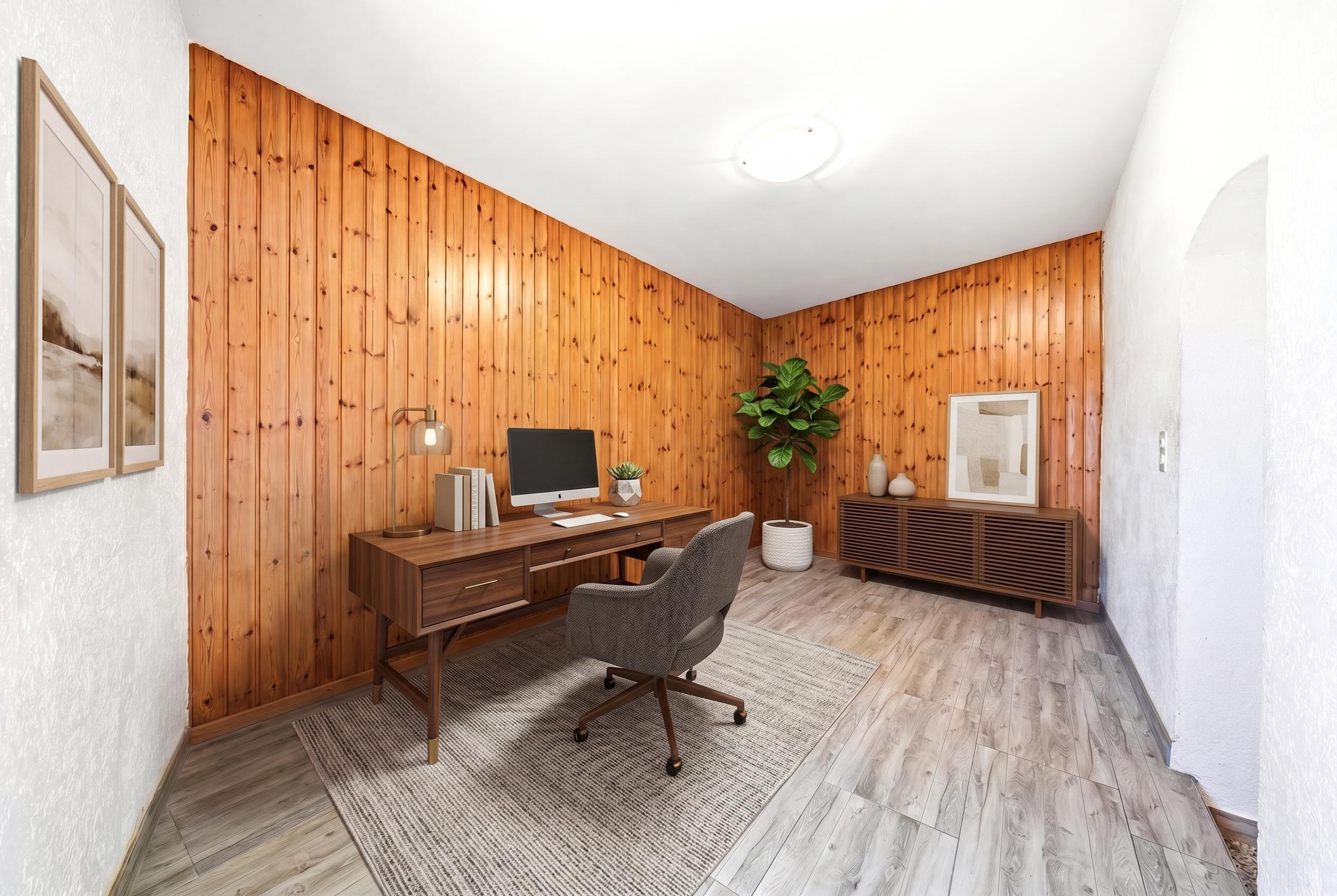 Séjour aménagé en bureau