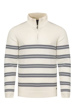 Weird Fish Gunnar 1/4 Zip Fine Knit Stripe Jumper Light Cream Size 5XL