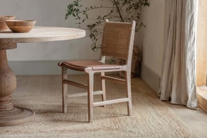 nkuku Nayan Leather & Jute Dining Chair | Seating | One Size | Tan