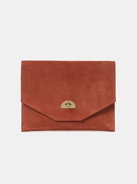 The Twist Lock Pouch - Cinnamon with Suede
