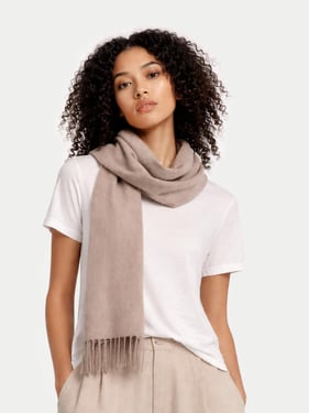 Organic Color Cashmere Woven Scarf - 170x30cm + 2x6cm / taupe / AW0096-57