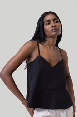 V-neck Lace Camisole in Black - Black / S