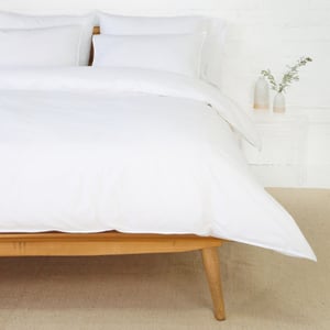 Parker Cotton White Percale Queen Duvet Set