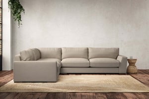 nkuku Guddu Large Left Hand Corner Sofa | Make To Order | Recycled Cotton Stone | No Colour