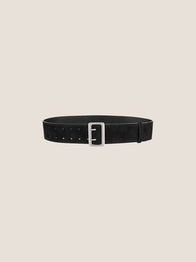 Cowhide Wide Retro Matte Belt - Jet Black / One Size