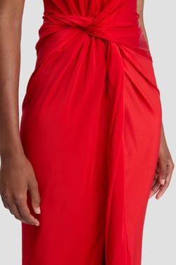 Victoria Beckham Twist Dress In Cardinal Red - 14 - Womens
