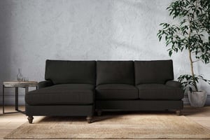nkuku Marri Large Left Hand Chaise Sofa | Make To Order | Brera Linen Charcoal | Recycled Cotton Flax