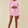 Cosmochic Jersey Short Set With Drawstring Top - Pink
